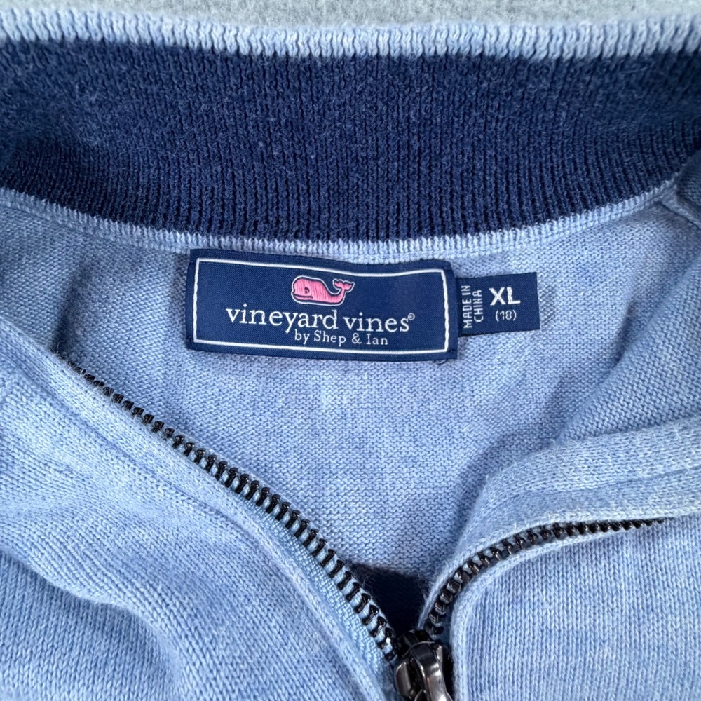 Lot 2 Vineyard Vines Quarter Zip Sweater boys teen XL 18 blue red preppy golf - Picture 3 of 11